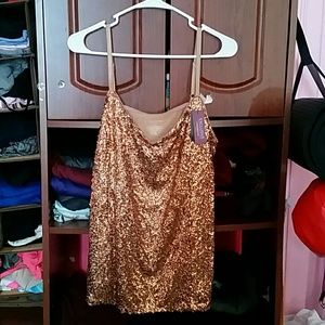 NWT Lane Bryant gold sequin front cami
